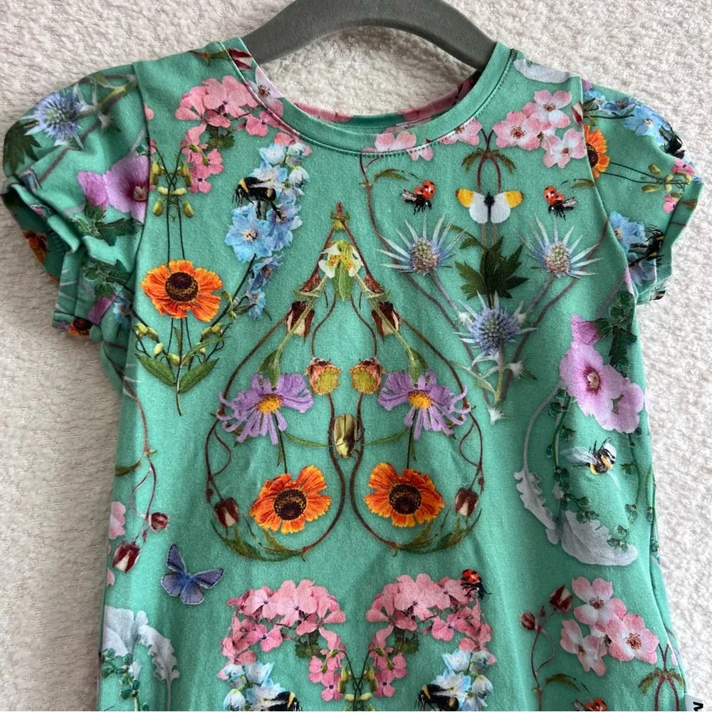 Molo Toddler Green Rimona‎ With Love Organic Cotton Short Sleeve T Shirt Size 2T